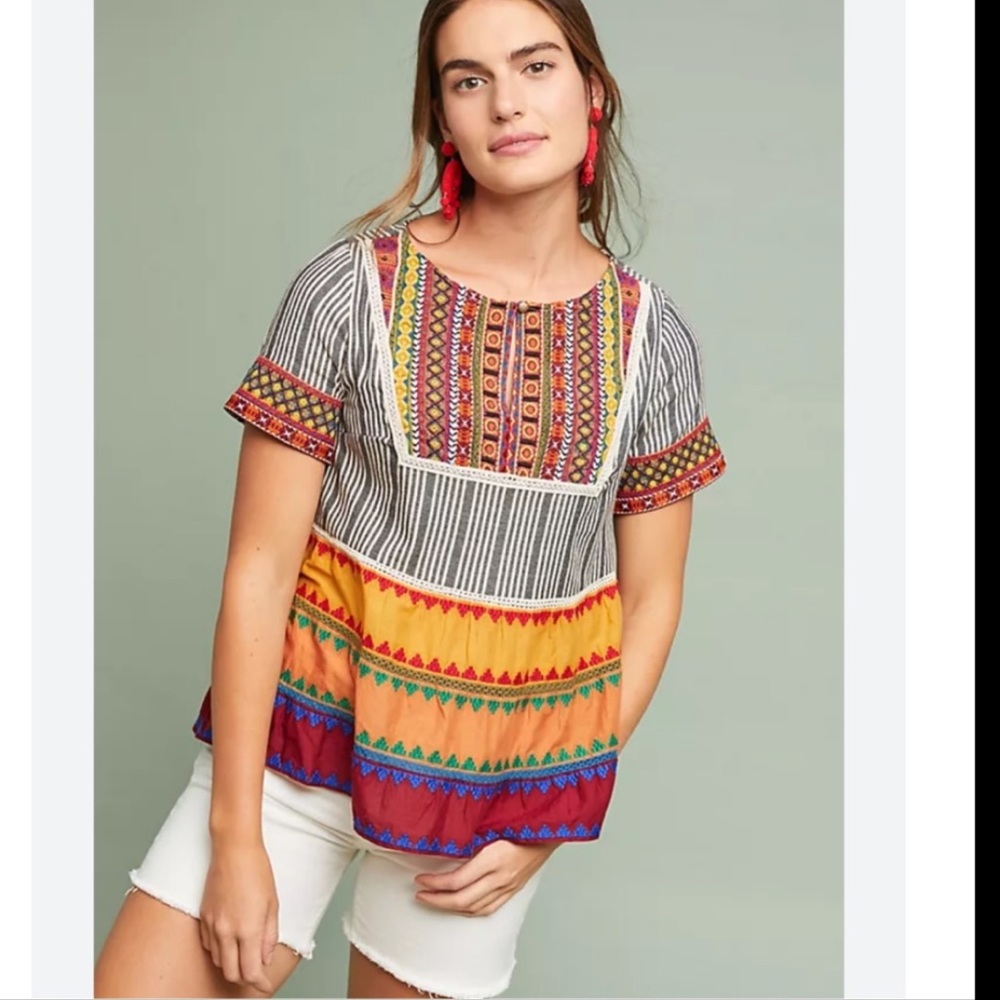 Anthropologie Akemi + Kin Tarapoto Top Yellow Orange Size S